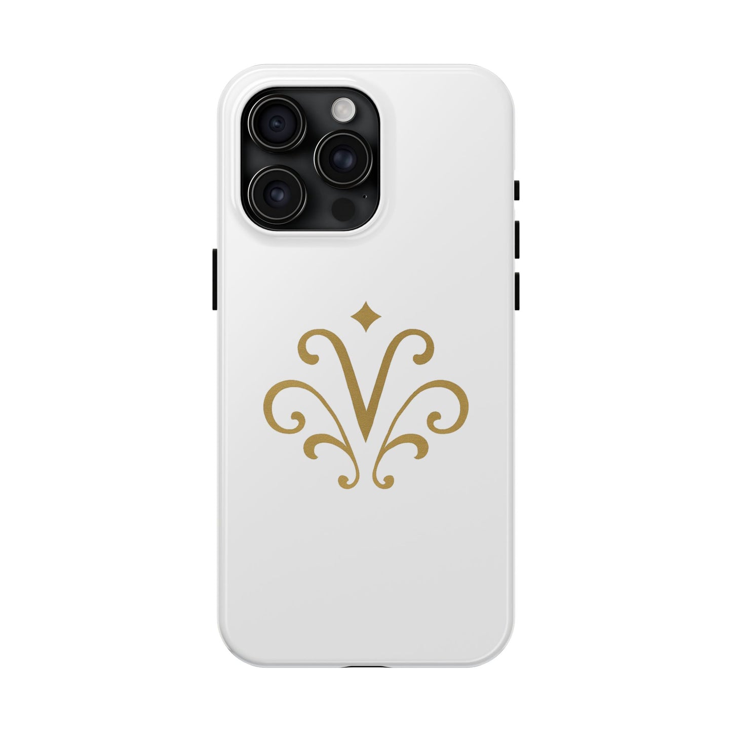 Vessore Luxury iPhone 16, 15, 14 Case – Elegant White & Gold Design - Vessore