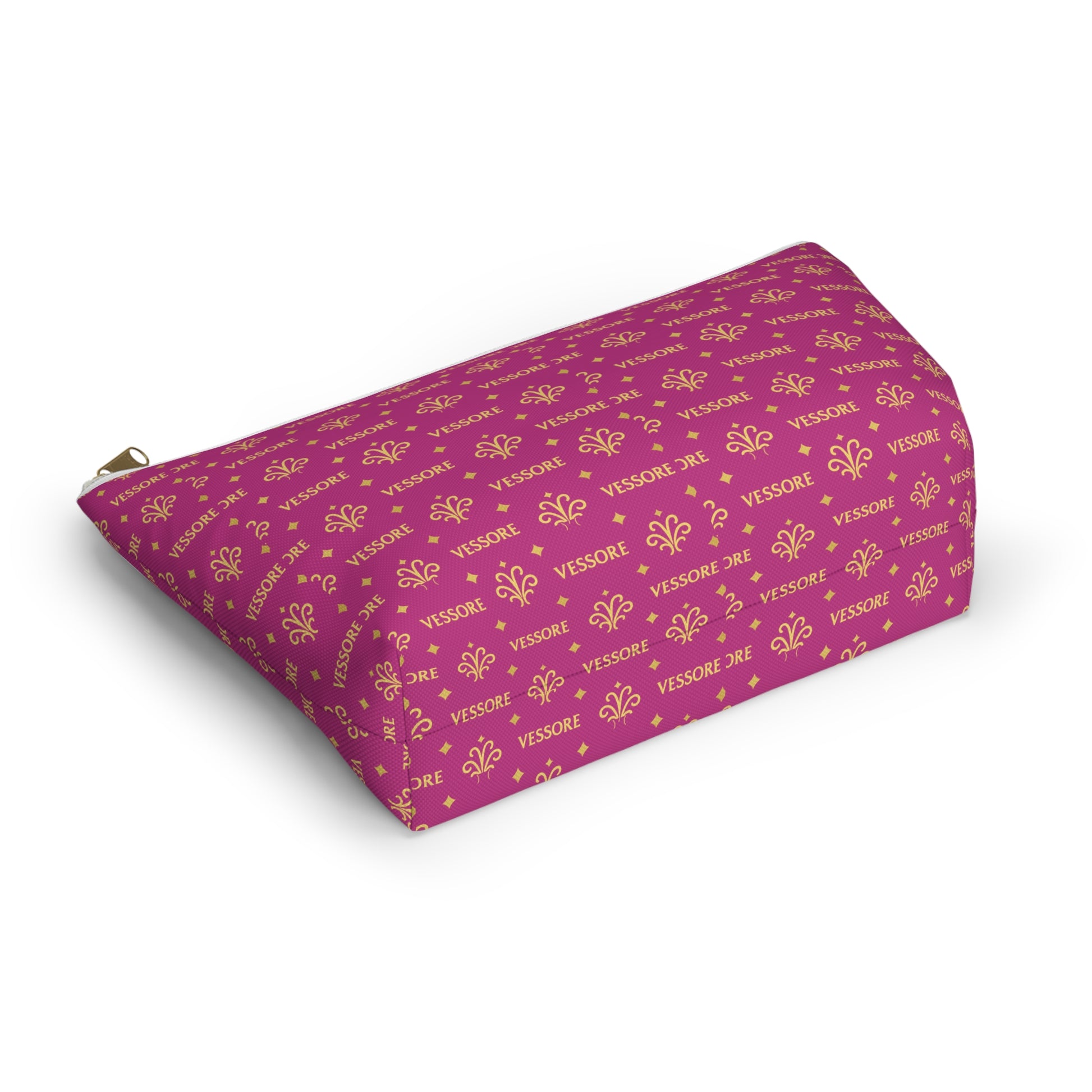 Vessore Luxury Accessory Pouch, Pink Makeup Bag, Toilet Bag, Travel Cosmetic Organizer T-Bottom Design