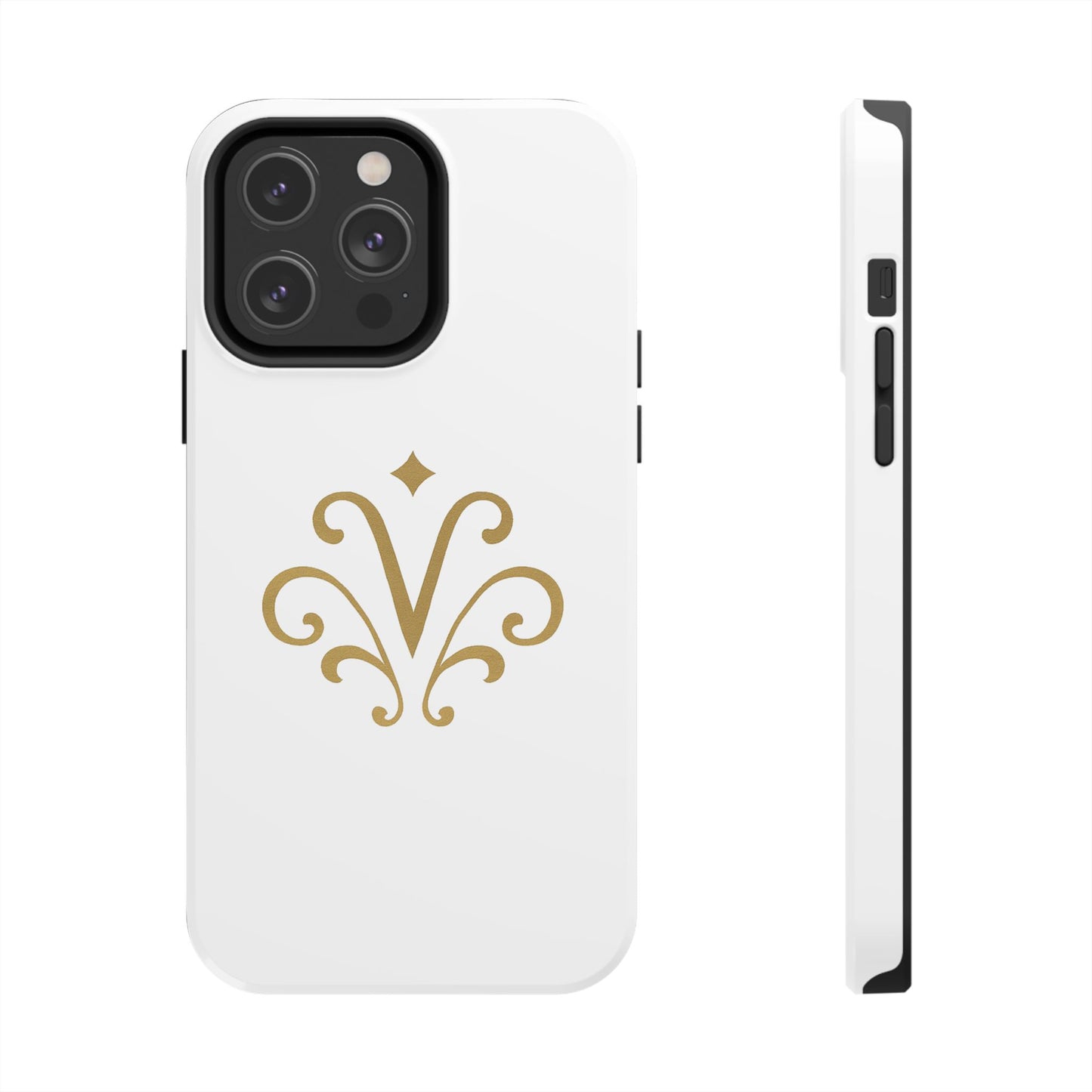 Vessore Luxury iPhone 16, 15, 14 Case – Elegant White & Gold Design - Vessore