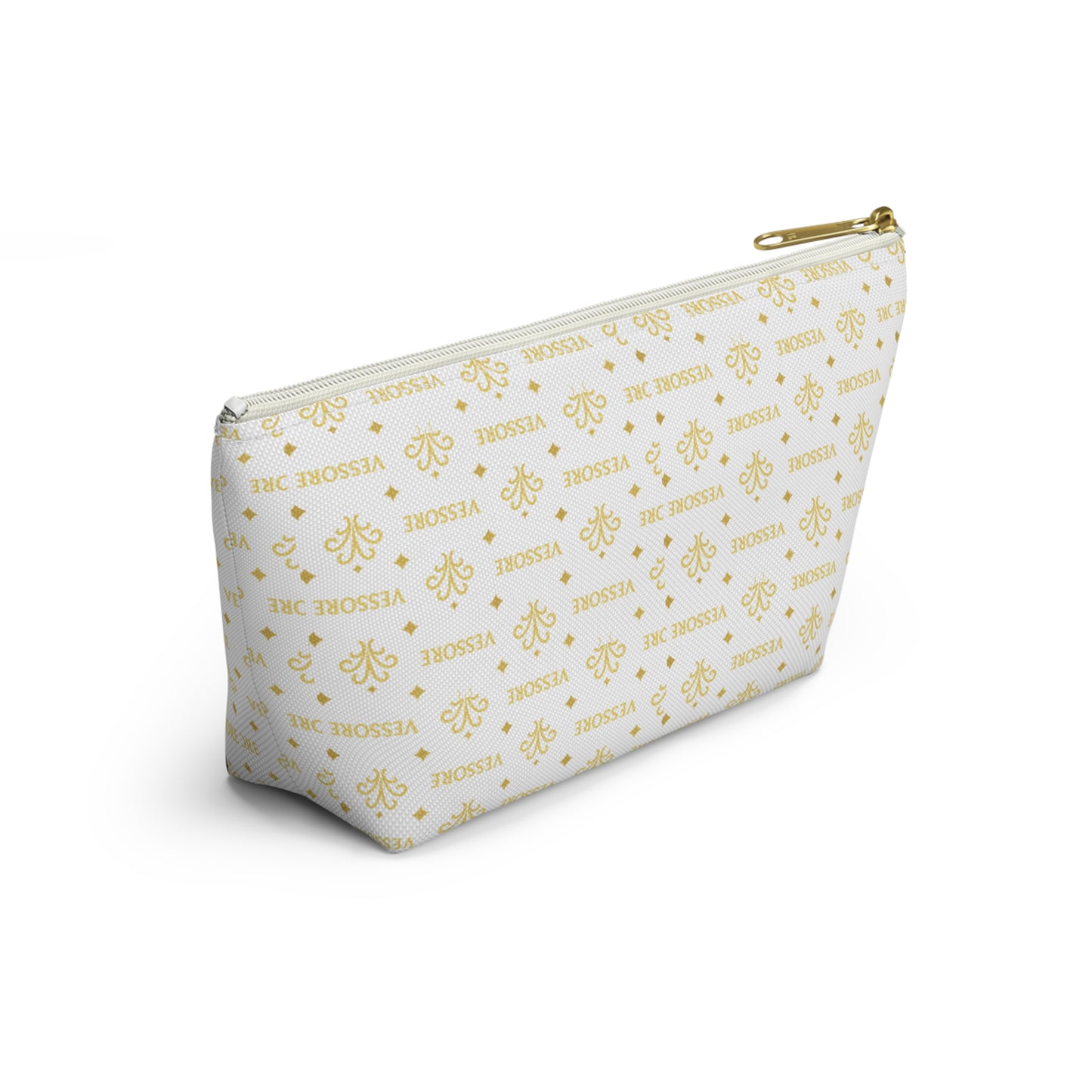 Vessore Luxury Accessory Pouch, White Makeup Bag, Toilet Bag, Travel Cosmetic Organizer T-Bottom Design