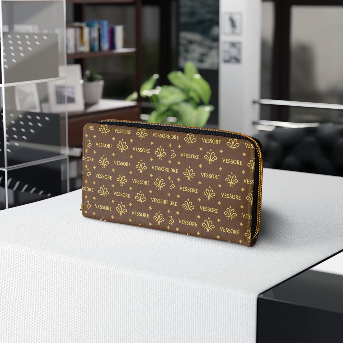 Vessore Women Wallet, Luxury Leather Zipper Wallet Brown, Stylish Wallet, Slim Zippered Purse Elegant Wallet Brown