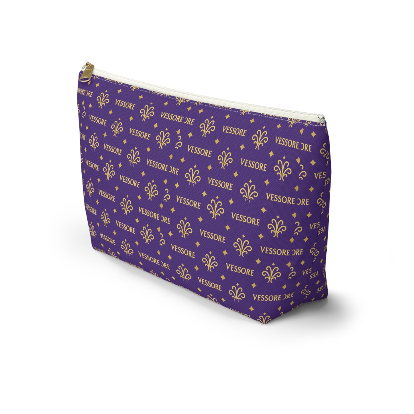 Vessore Luxury Accessory Pouch, Purple Makeup Bag, Toilet Bag, Travel Cosmetic Organizer T-Bottom Design
