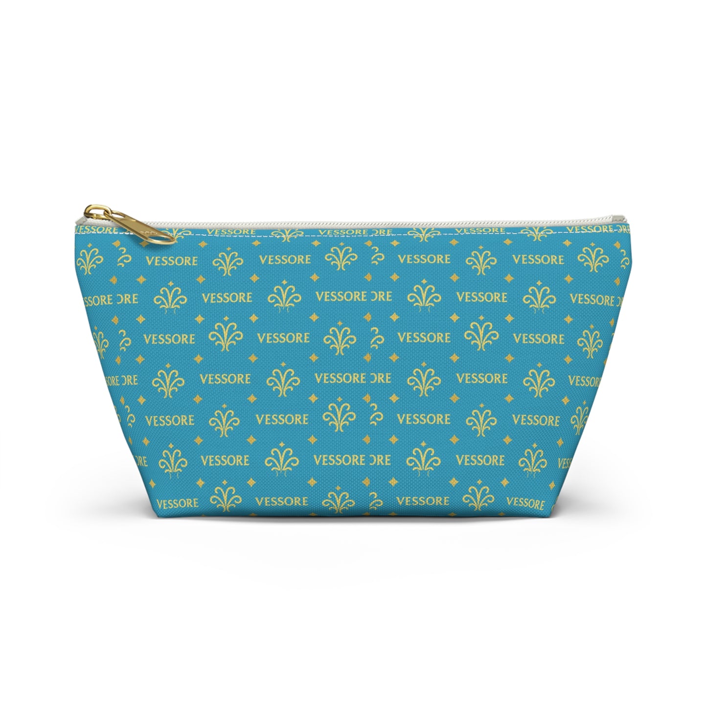 Vessore Luxury Accessory Pouch, Turquoise Makeup Bag, Toilet Bag, Travel Cosmetic Organizer T-Bottom Design