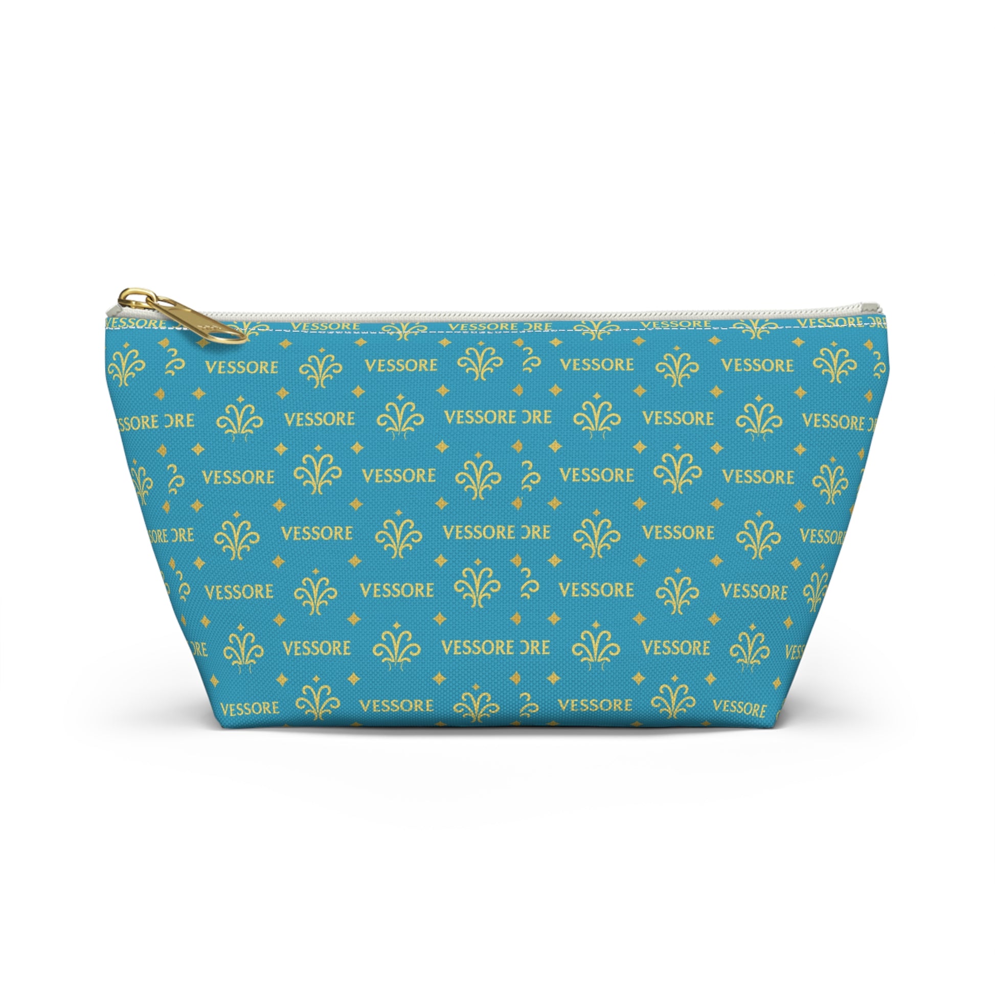 Vessore Luxury Accessory Pouch, Turquoise Makeup Bag, Toilet Bag, Travel Cosmetic Organizer T-Bottom Design