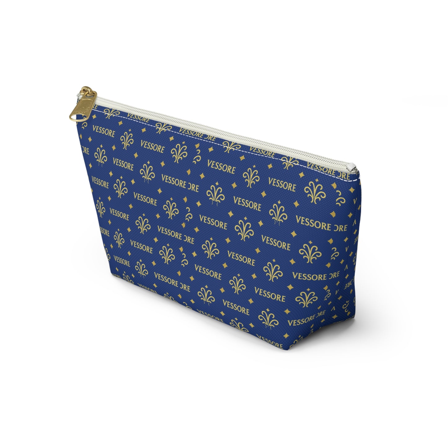 Vessore Luxury Accessory Pouch, Dark Blue Makeup Bag, Toilet Bag, Travel Cosmetic Organizer T-Bottom Design