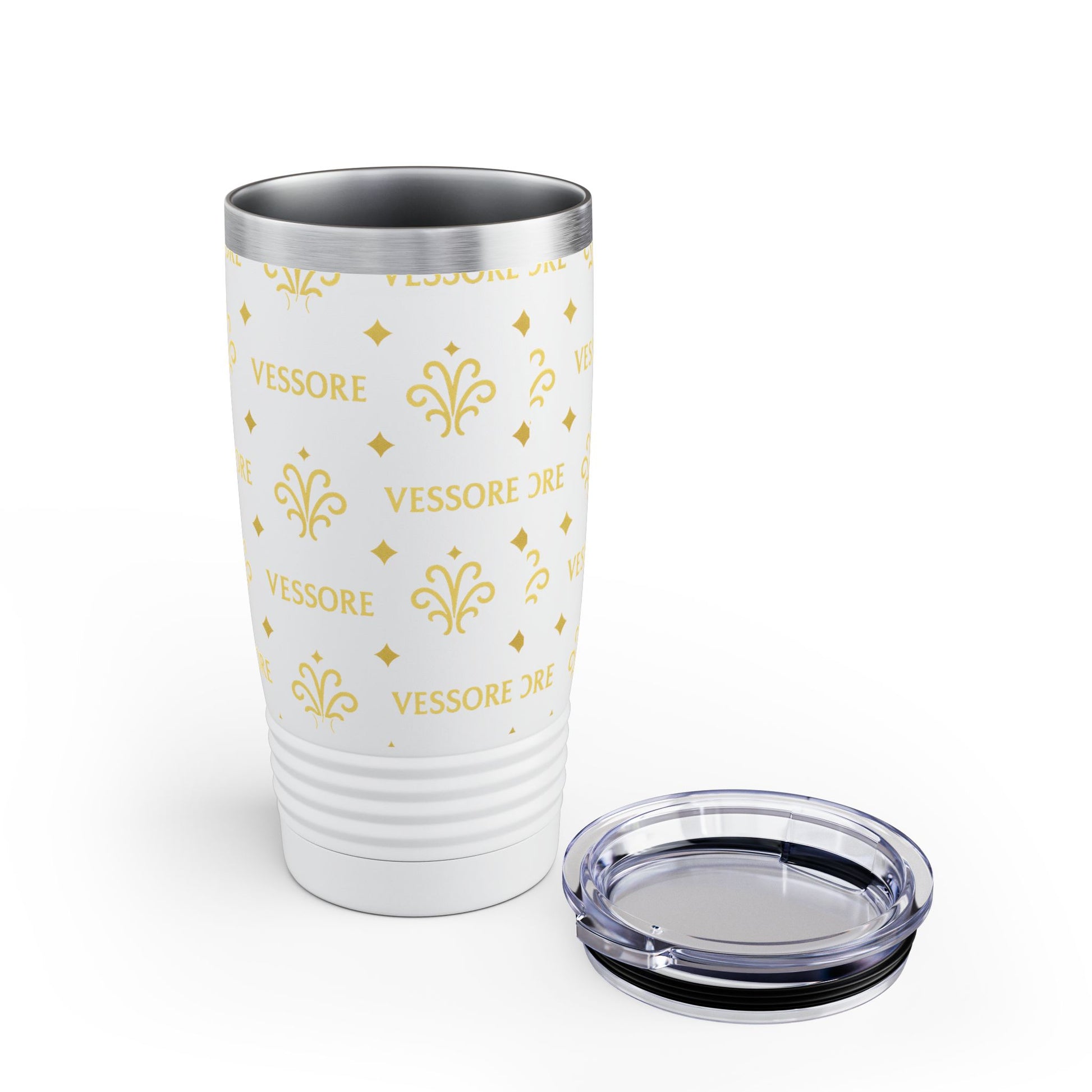 Vessore Travel Mug, Elegant Gold Pattern Tumbler, 20oz