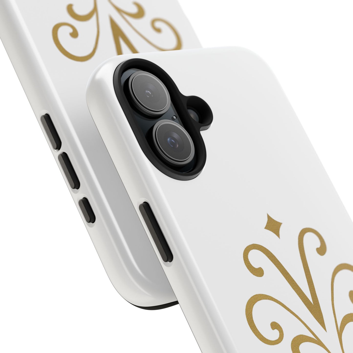 Vessore Luxury iPhone 16, 15, 14 Case – Elegant White & Gold Design - Vessore