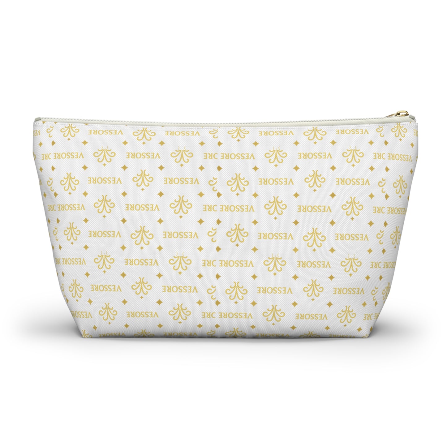Vessore Luxury Accessory Pouch, White Makeup Bag, Toilet Bag, Travel Cosmetic Organizer T-Bottom Design