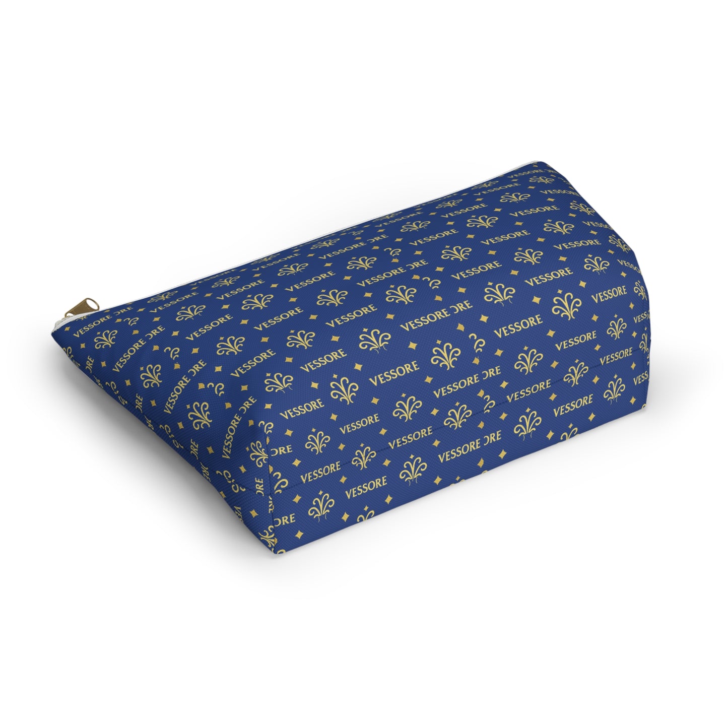 Vessore Luxury Accessory Pouch, Dark Blue Makeup Bag, Toilet Bag, Travel Cosmetic Organizer T-Bottom Design