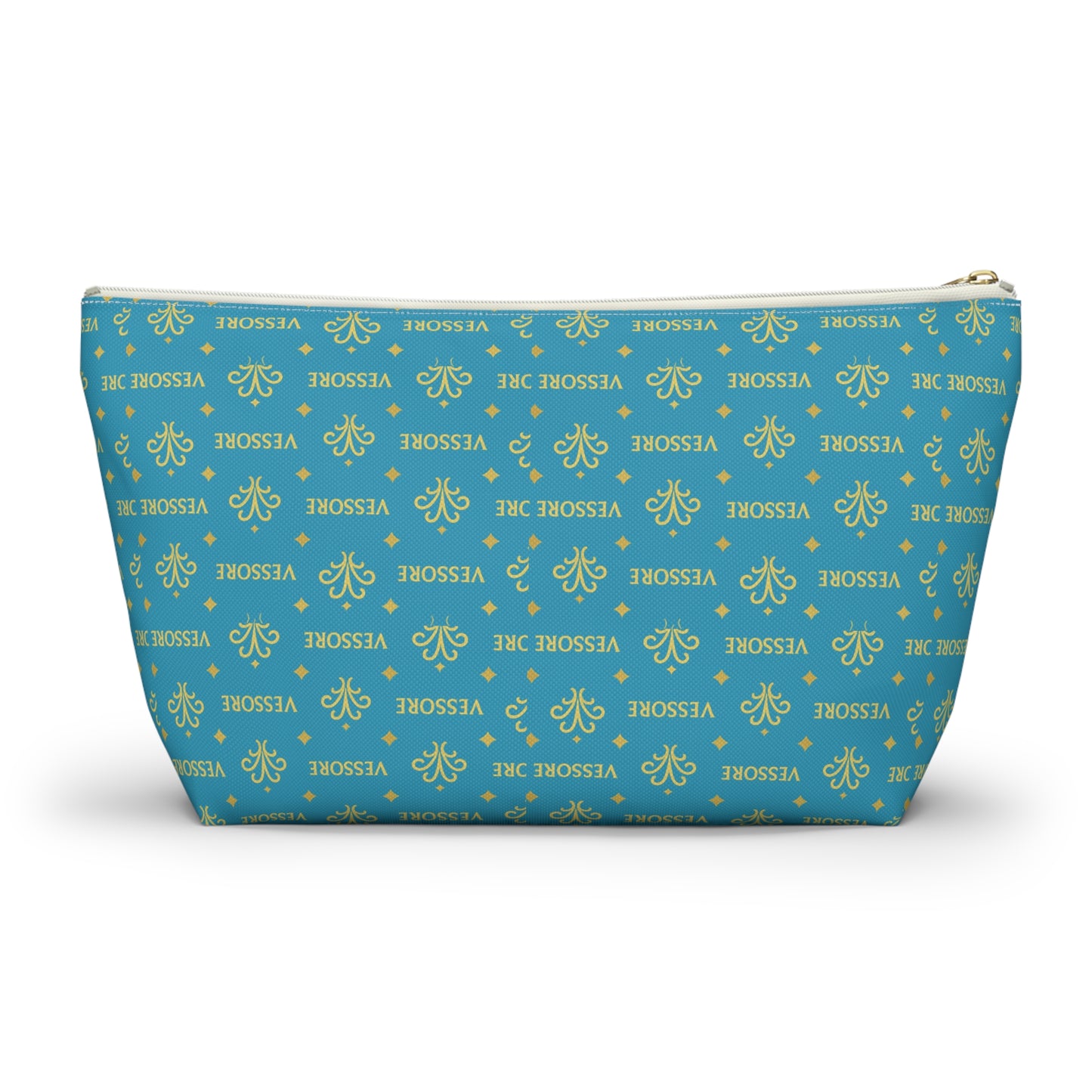 Vessore Luxury Accessory Pouch, Turquoise Makeup Bag, Toilet Bag, Travel Cosmetic Organizer T-Bottom Design