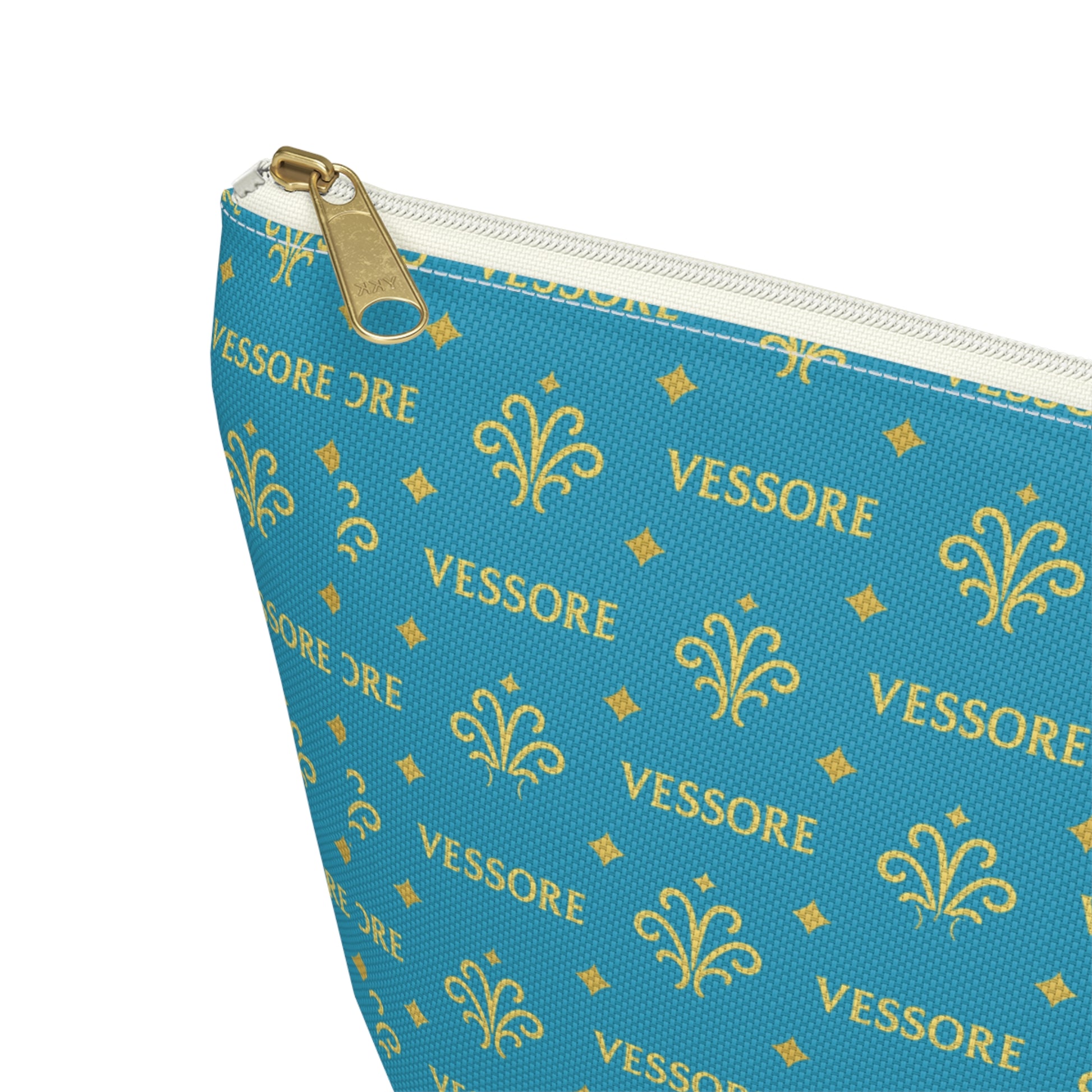 Vessore Luxury Accessory Pouch, Turquoise Makeup Bag, Toilet Bag, Travel Cosmetic Organizer T-Bottom Design