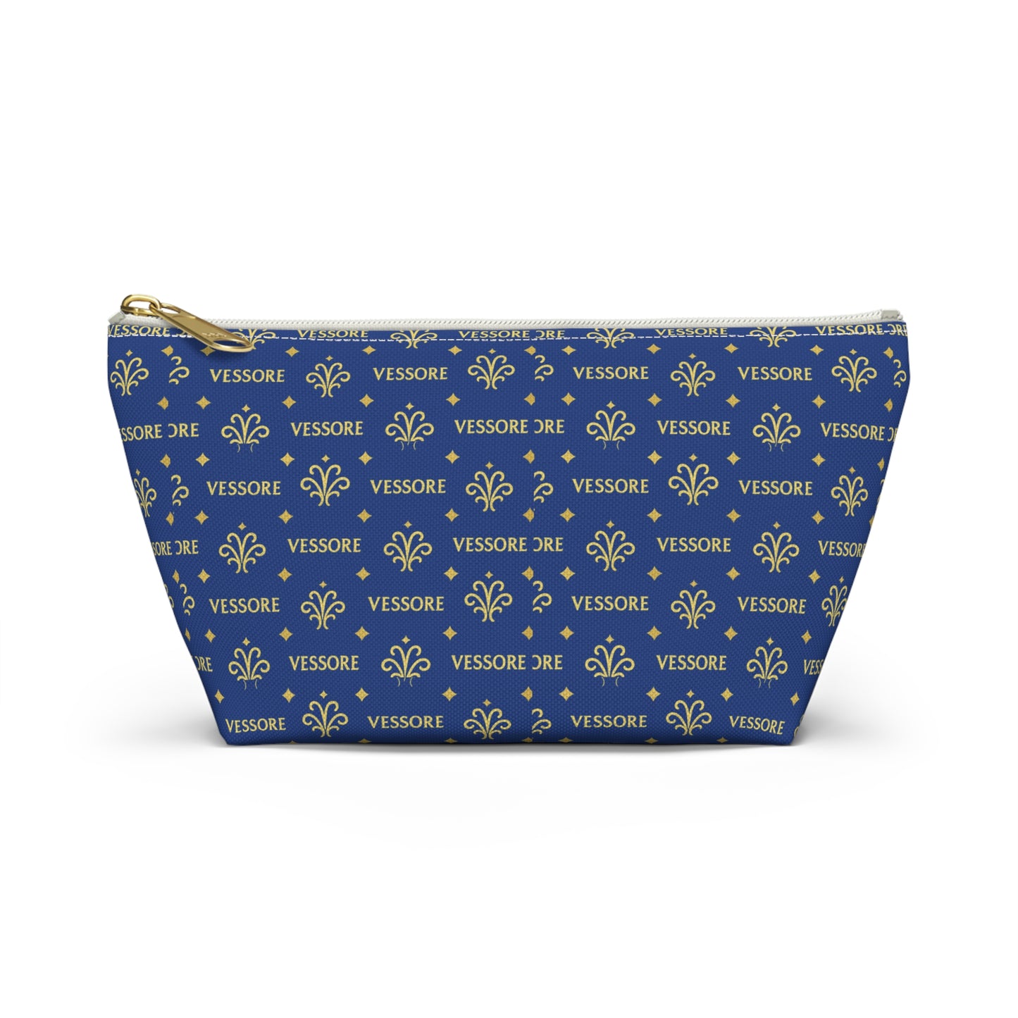 Vessore Luxury Accessory Pouch, Dark Blue Makeup Bag, Toilet Bag, Travel Cosmetic Organizer T-Bottom Design