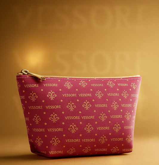 Vessore Luxury Accessory Pouch, Pink Makeup Bag, Toilet Bag, Travel Cosmetic Organizer T-Bottom Design