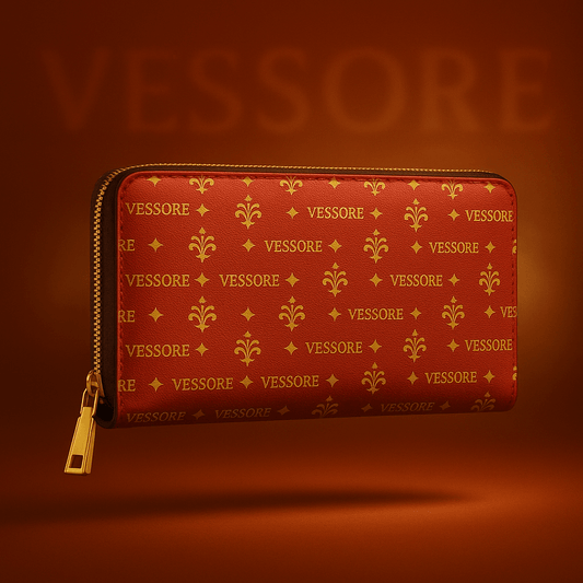 Women Wallet, Luxury Leather Zipper Wallet Red, Vessore Portefeuille Zippé de Luxe, Stylish Wallet, Slim Zippered Purse Elegant Wallet Red