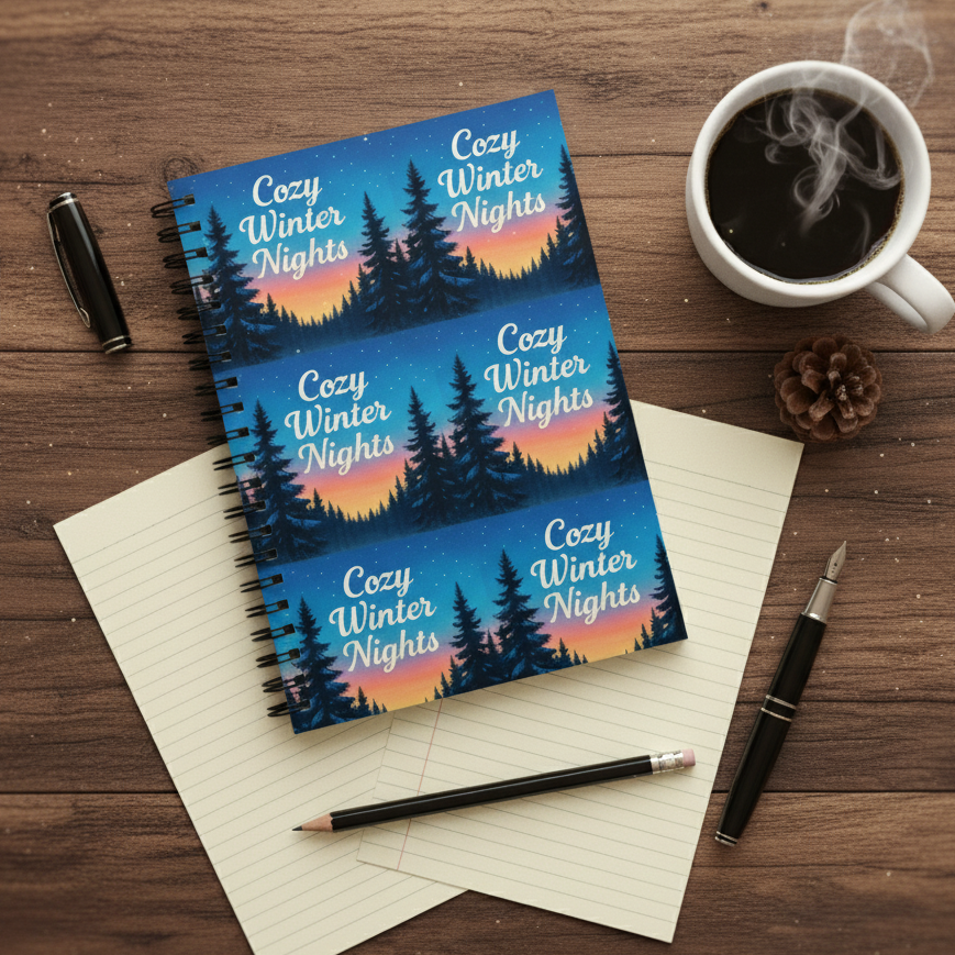 Christmas gift idea, Christmas Cozy Winter Nights Spiral Notebook | 6x8 Ruled Line Journal | Holiday Gift Idea, Gift Ideas Gift for him her
