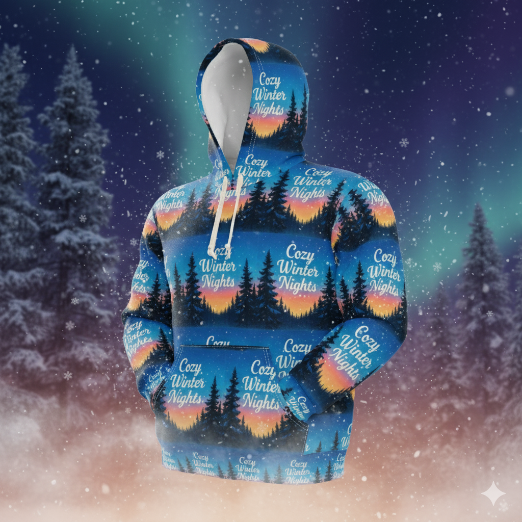 Vessore Luxury Christmas Cozy Winter Nights Unisex Pullover Hoodie, Winter Pullover Hoodie, Luxury Christmas Gift | Unisex Pullover