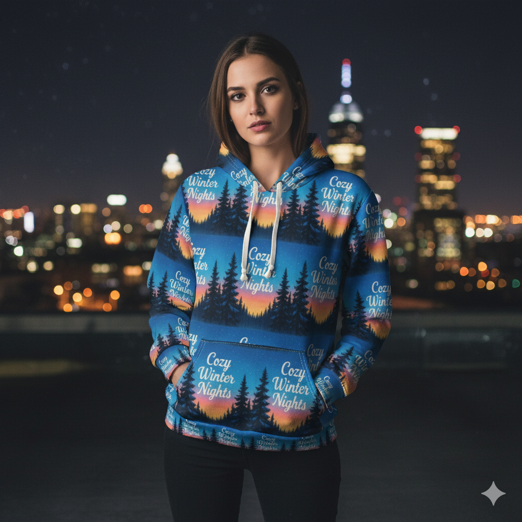 Vessore Luxury Christmas Cozy Winter Nights Unisex Pullover Hoodie, Winter Pullover Hoodie, Luxury Christmas Gift | Unisex Pullover