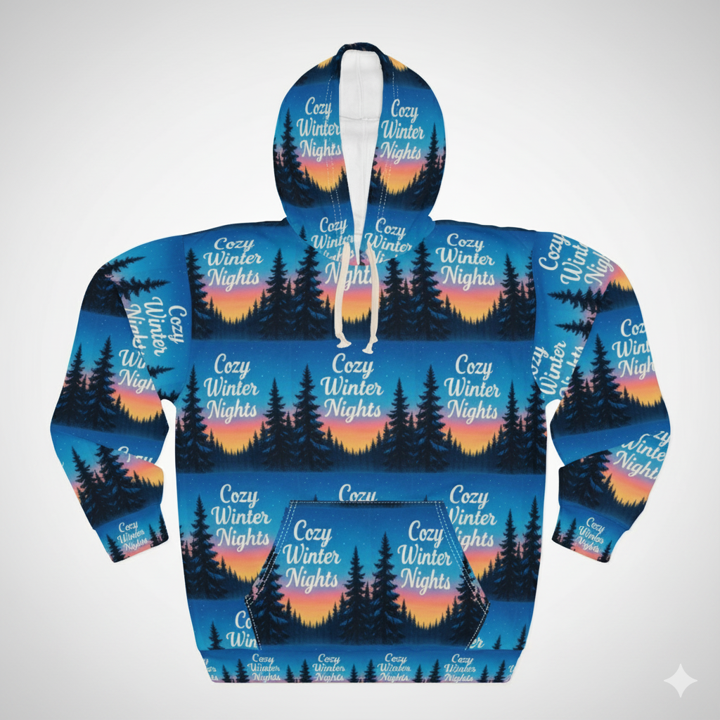 Vessore Luxury Christmas Cozy Winter Nights Unisex Pullover Hoodie, Winter Pullover Hoodie, Luxury Christmas Gift | Unisex Pullover