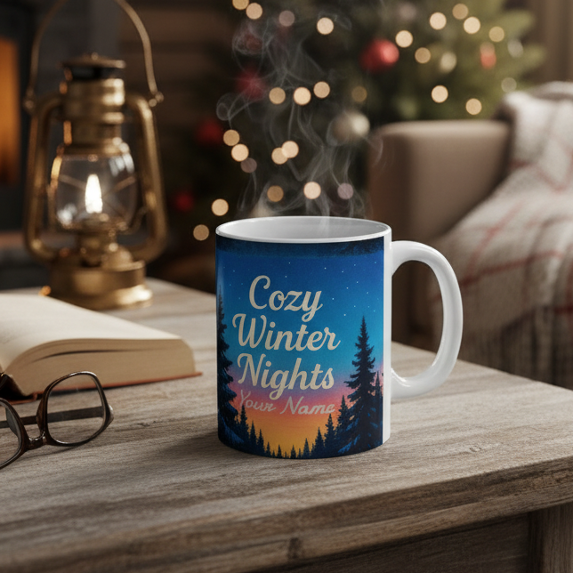 Personalized Gifts, Personalized Christmas Cozy Winter Nights Ceramic Mug, Personalized Coffee Mug | 11oz & 15oz