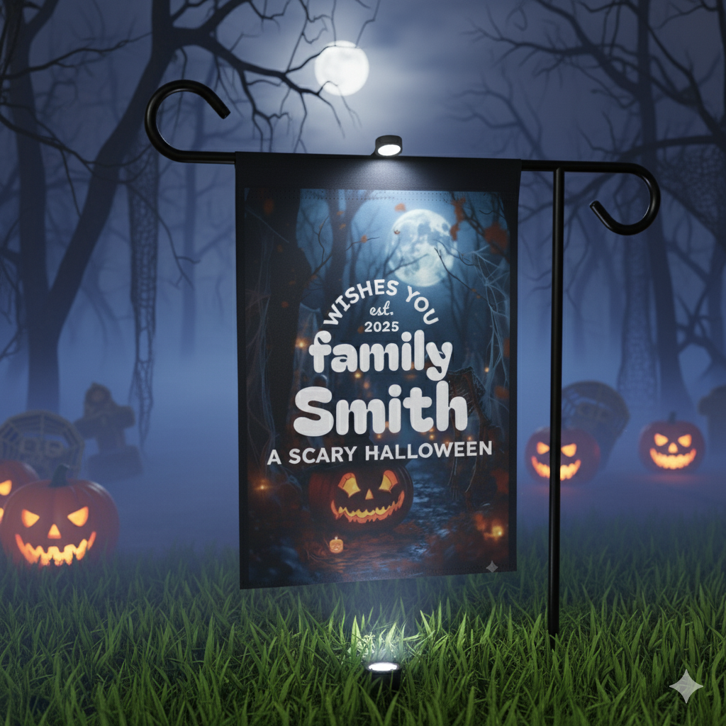 Halloween Decor, Halloween Garden Banner, Personalized Halloween Family Sign, Outdoor Halloween Home Decor,