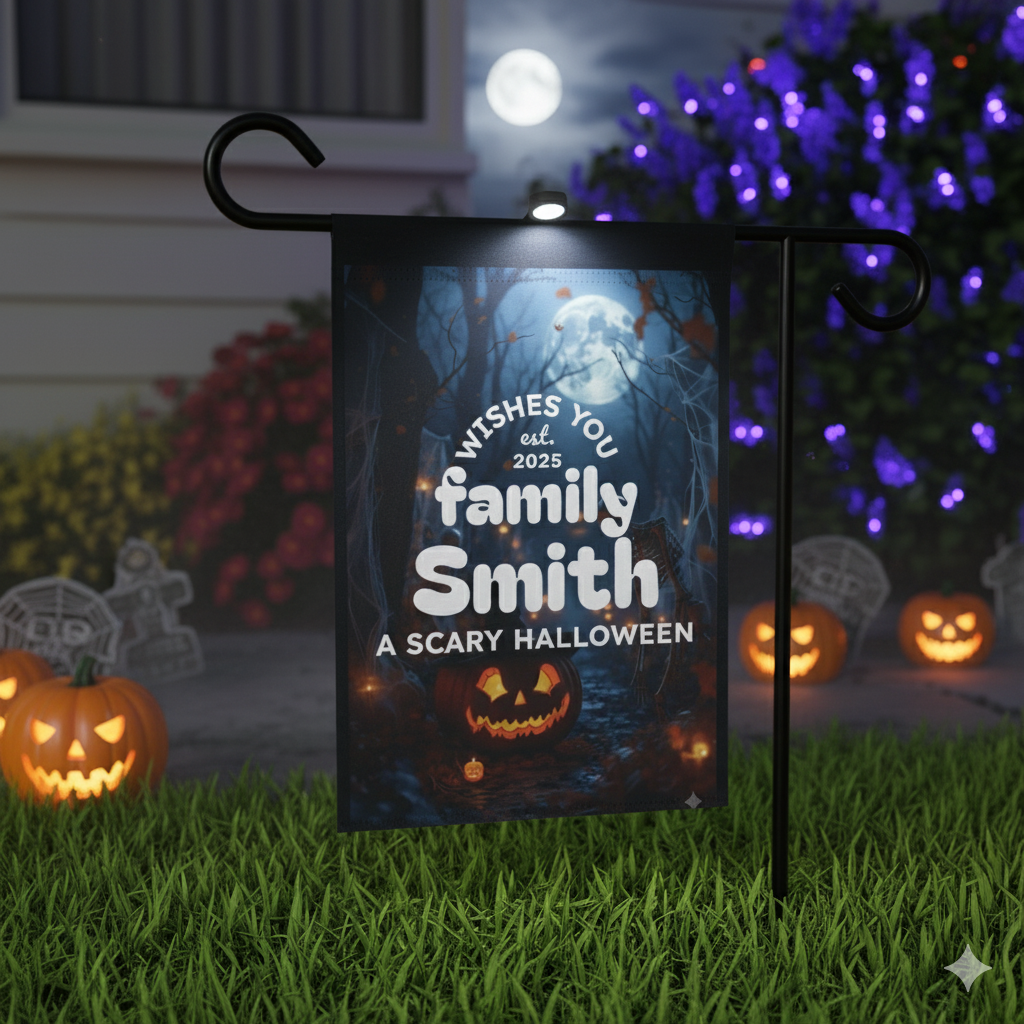 Halloween Decor, Halloween Garden Banner, Personalized Halloween Family Sign, Outdoor Halloween Home Decor,