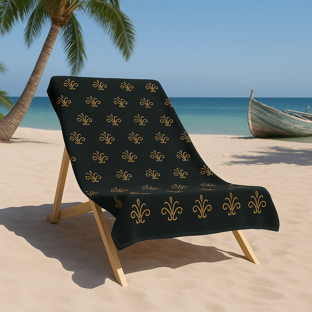 VESSORE Linge de Plage Élégance | Luxury  Black Patterned Beach Towel